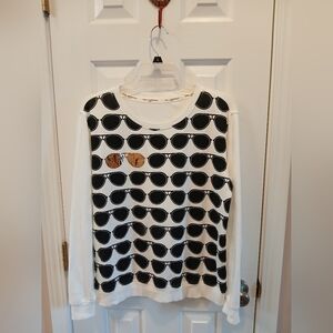 KARL LAGERFELD PARIS Black and White Graphic Long Sleeve Shirt